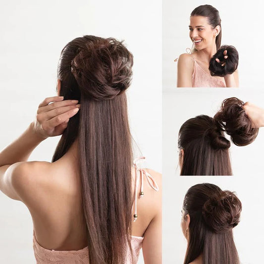 Messy Bun Scrunchie for Girls and Women - Natural Brown